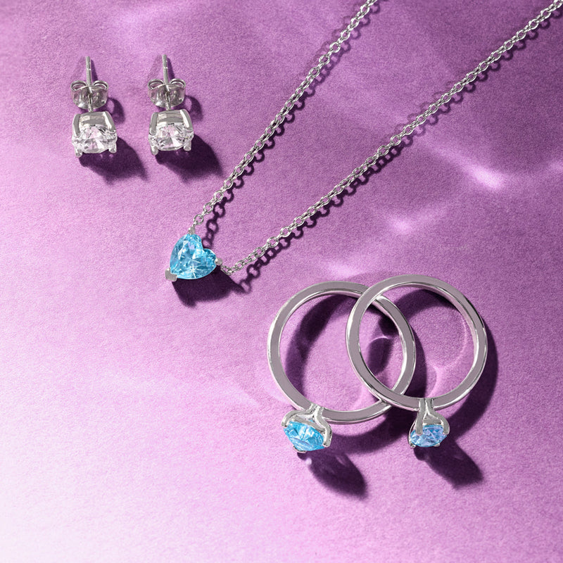 Heart Birthstone Legacy Necklace 1ct (Silver)