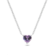 Heart Birthstone Legacy Necklace 1ct (Silver)