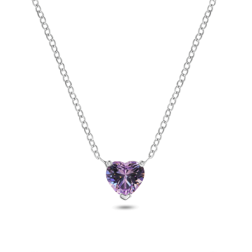 Heart Birthstone Legacy Necklace 1ct (Silver)