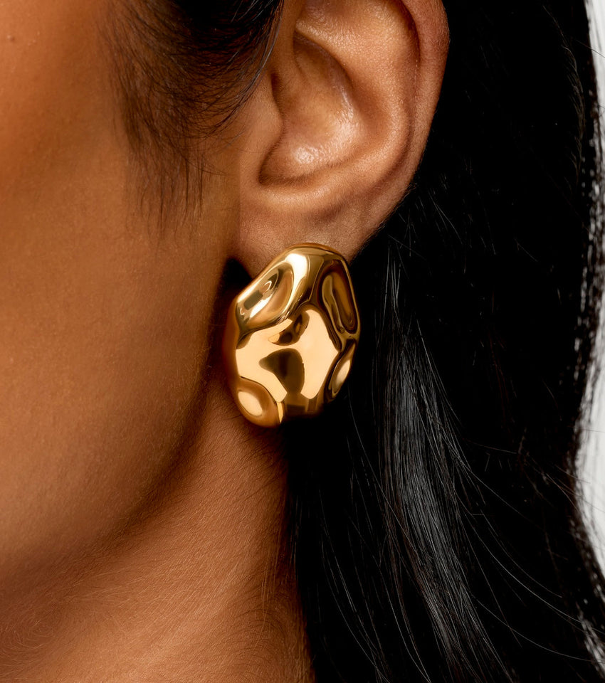 Statement Molten Button Studs (Gold)