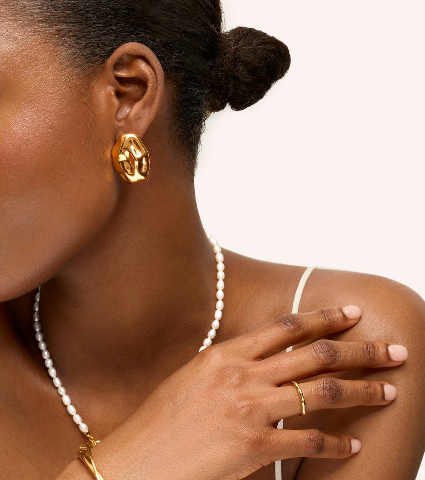 Statement Molten Button Studs (Gold)