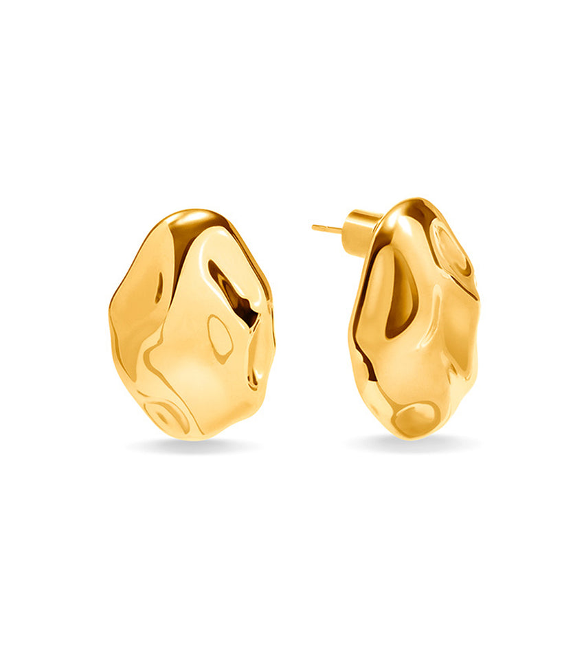 Statement Molten Button Studs (Gold)