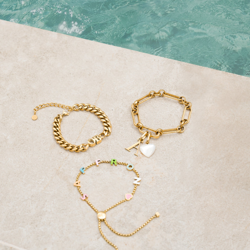 Custom Enamel Name Bracelet (Gold)