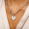 Heart Token Oval Necklace (Silver)