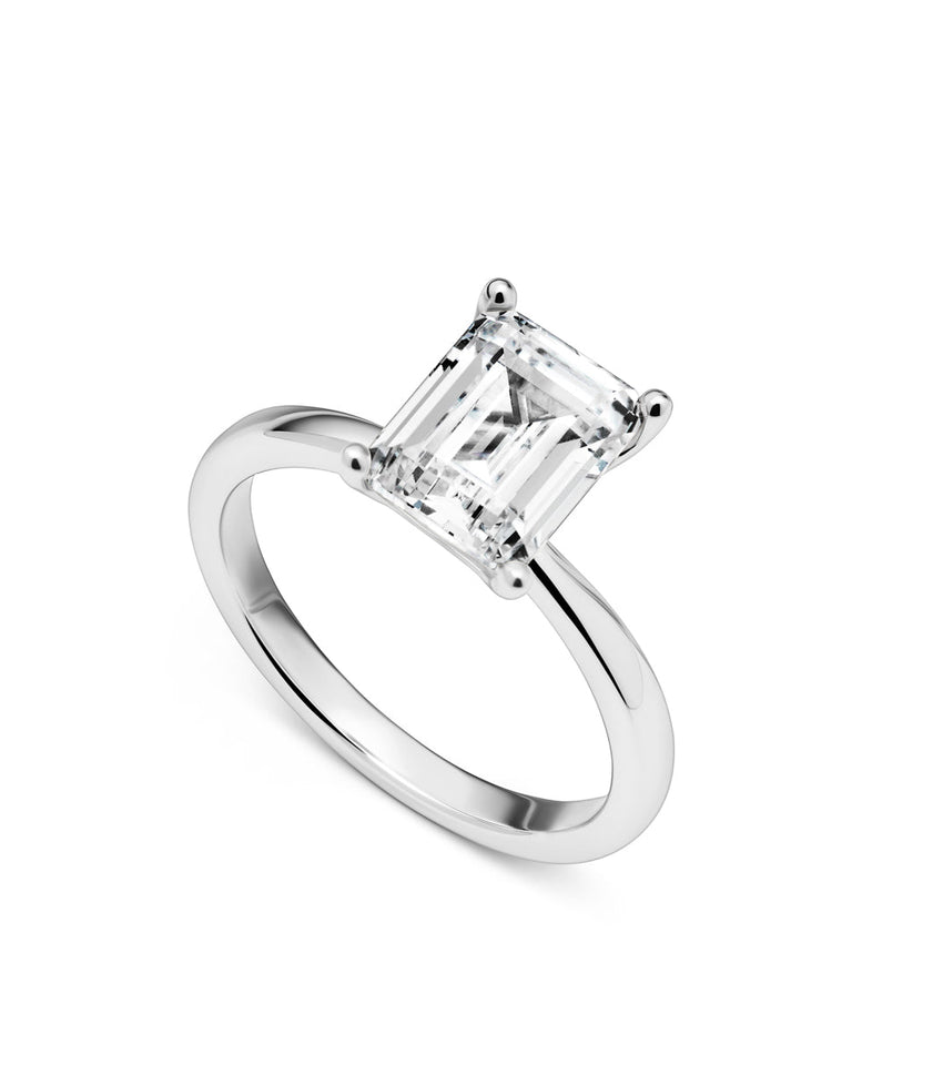 Emerald Cut Solitaire Ring (Silver)