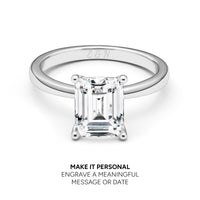 Emerald Cut Solitaire Ring (Silver)