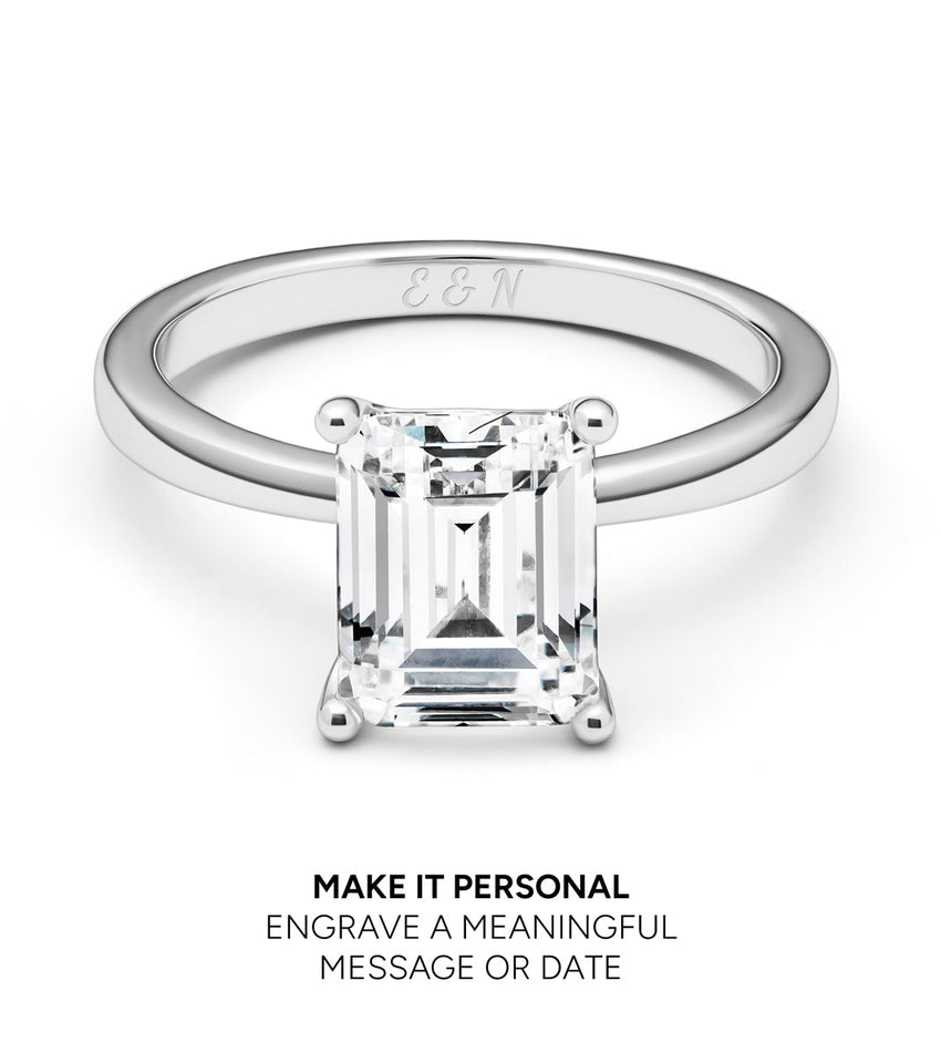 Emerald Cut Solitaire Ring (Silver)