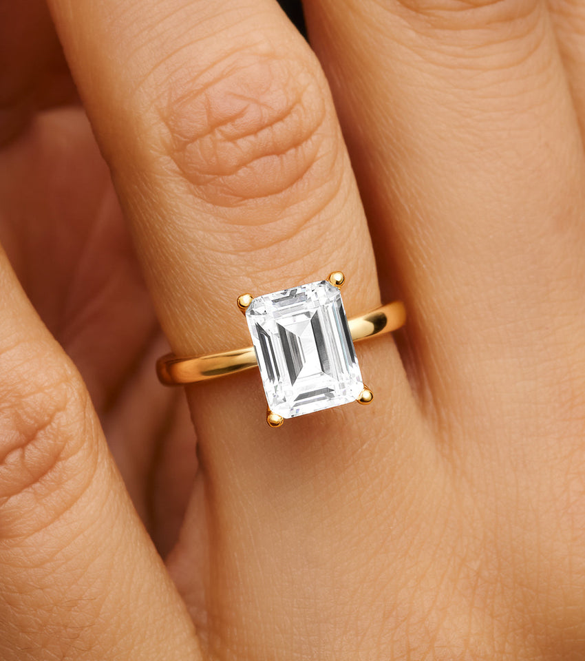 Emerald Cut Solitaire Ring (Gold)