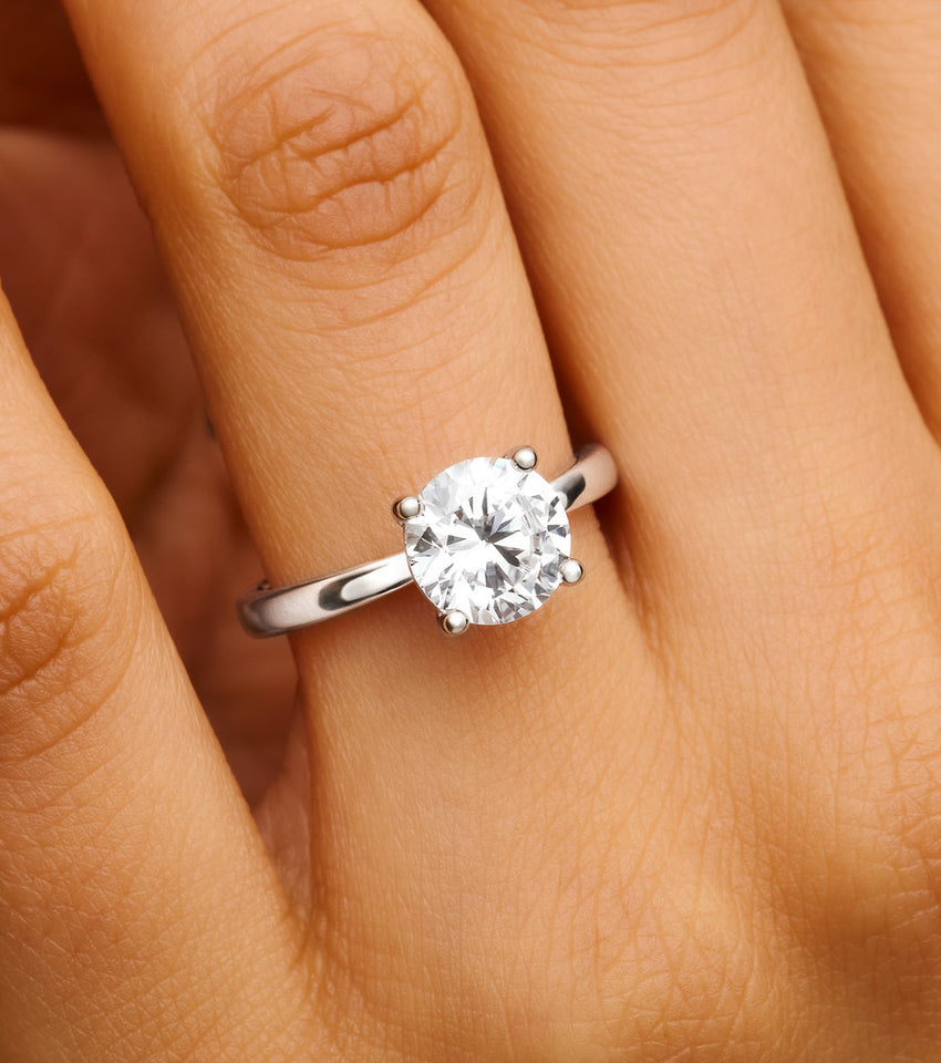 Round Cut Solitaire Ring 2ct (Silver)