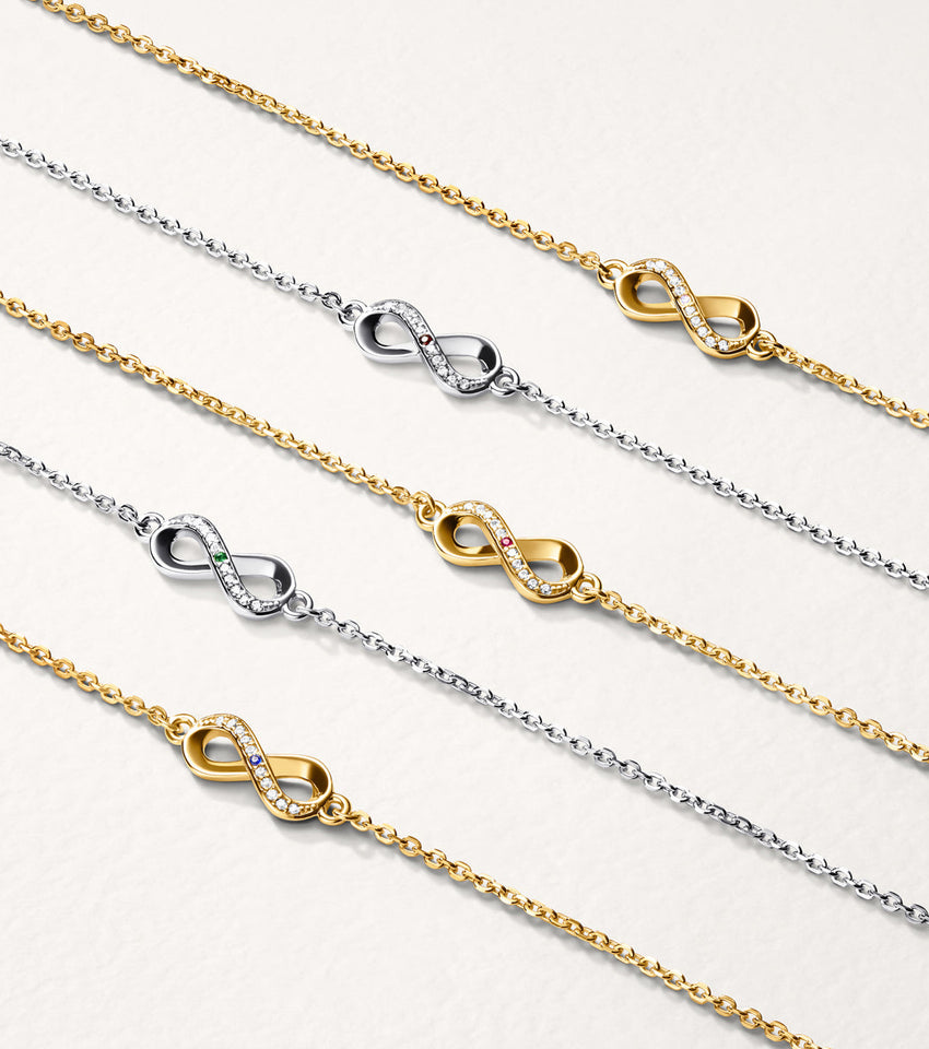 Birthstone Infinity Bracelet (Silver)