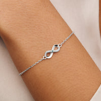 Aquamarine Stone Infinity Bracelet (Silver)