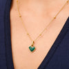 Green Quartz Heart Necklace (Gold)