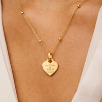 Blue Crystal Heart Token Necklace (Gold)