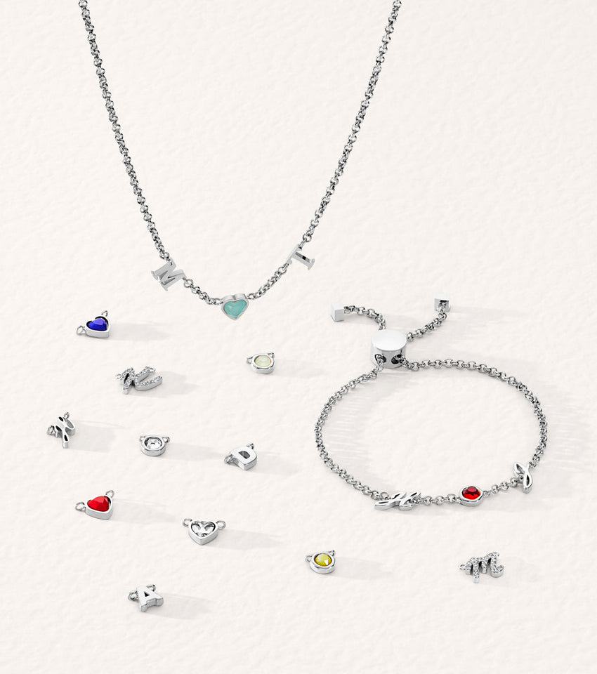 Made Mine Initials & Birthstone Bracelet (Silver)