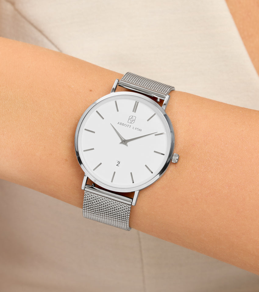Silver Chain White Kensington 40 Watch