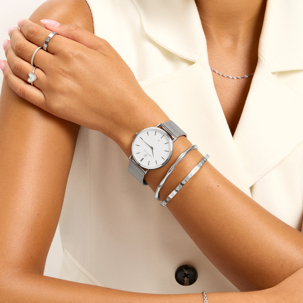 Silver Chain Kensington Watch 40 | Silver watches for women display picture 2