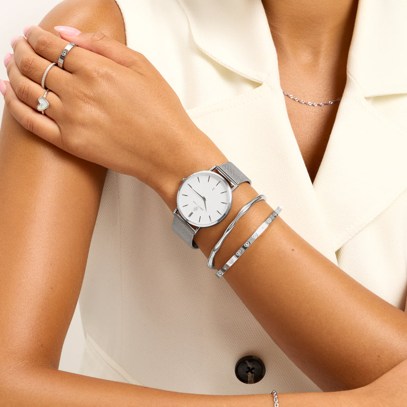 Silver Chain White Kensington 40 Watch