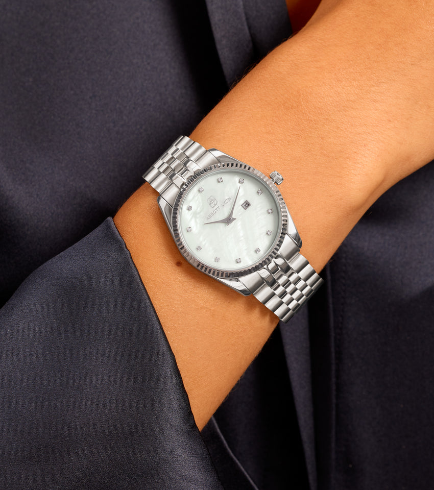 Silver Pearl Link Belgravia 36 Watch