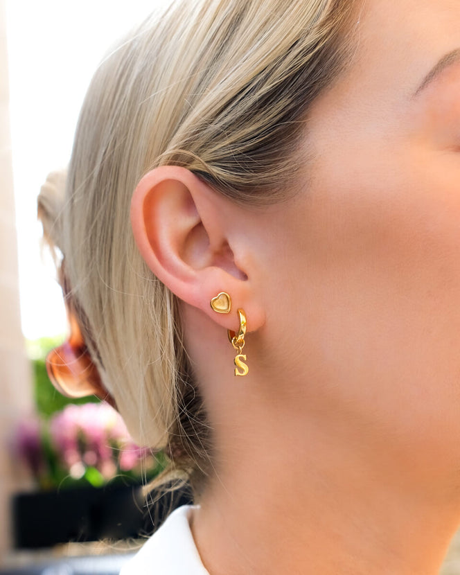 Mini Heart Birthstone Stud Earrings (Gold)