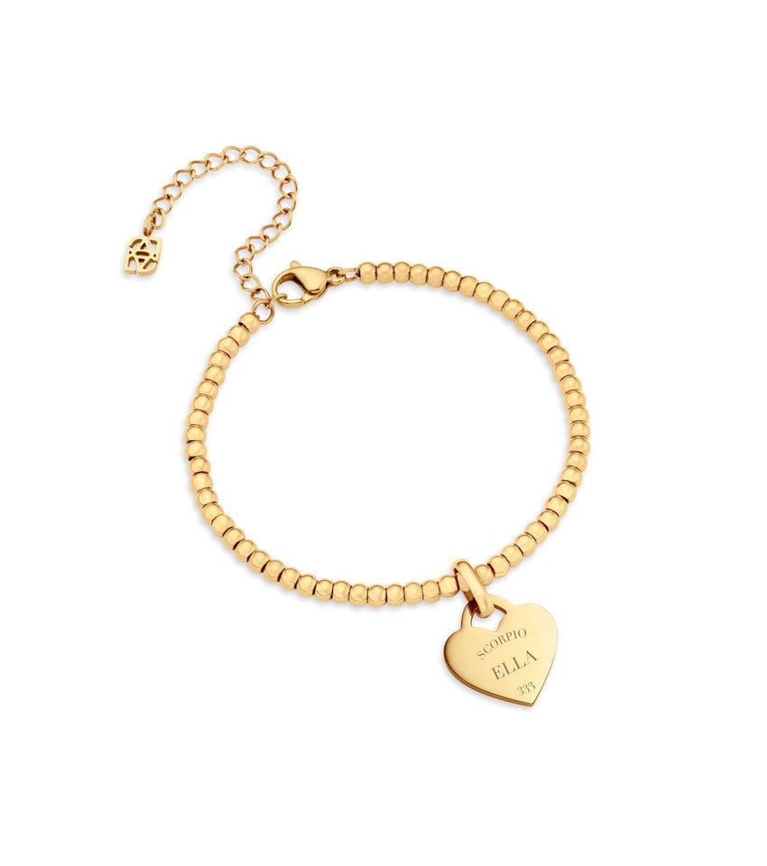 Heart Token Small Beaded Bracelet (Gold)