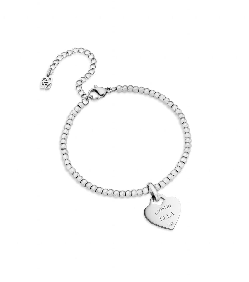 Heart Token Small Beaded Bracelet (Silver)