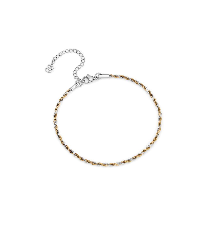 Two Tone Fine Chain Rope Anklet (Gold/Silver)