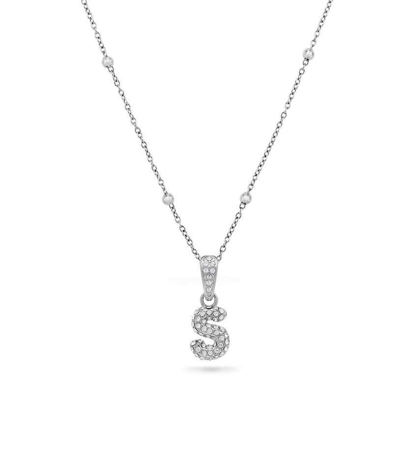 Bubble Initial Necklace (Silver)