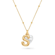 Molten Initial & Birthstone Necklace (Gold)