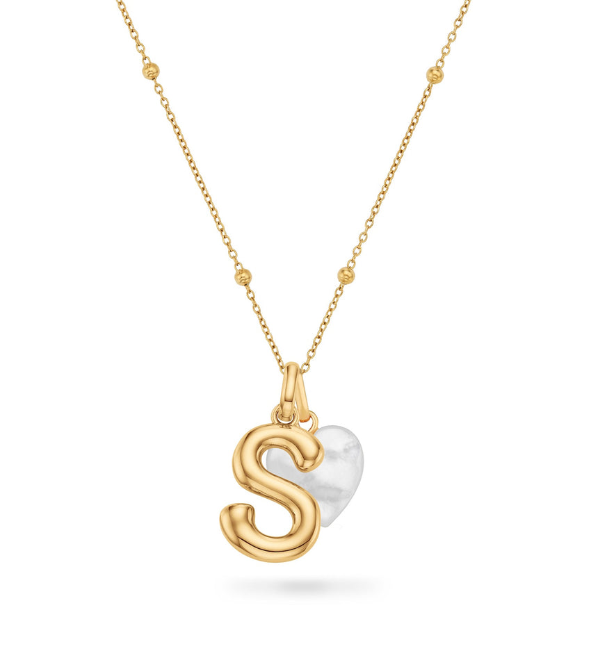Molten Initial & Birthstone Necklace (Gold)