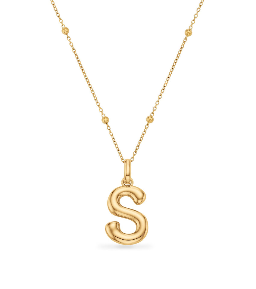 Molten Initial Sphere Necklace (Gold)