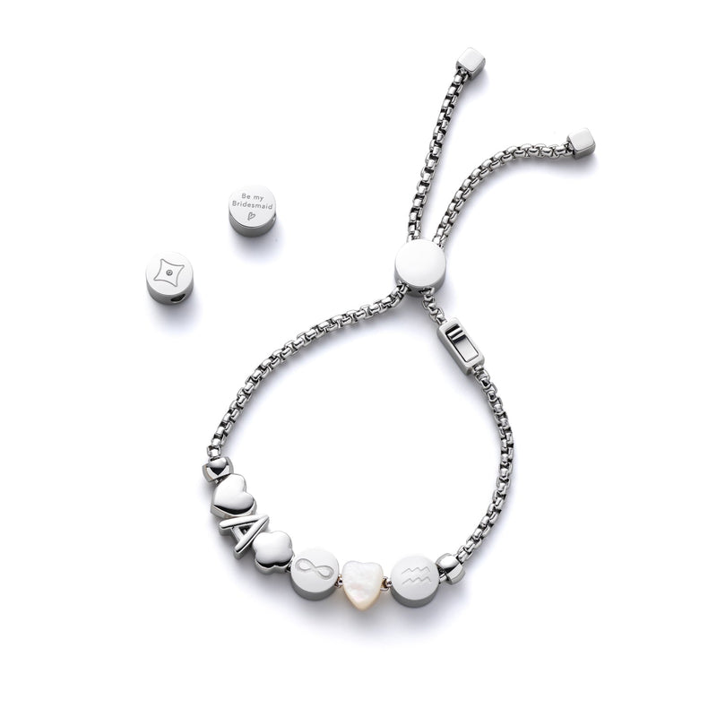 Doodle Heart Bracelet Charm (Silver)