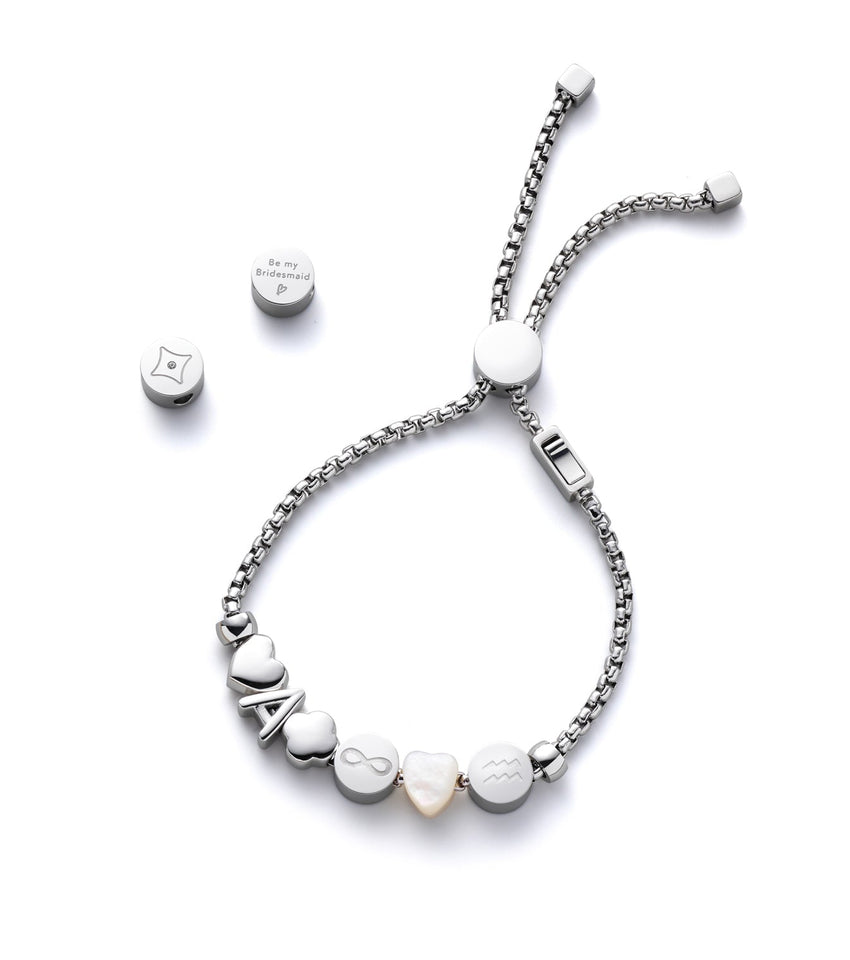 Crystal Clover Bracelet Charm (Silver)