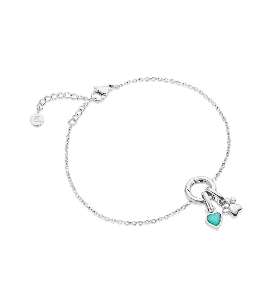 Multi-color Enamel LOVE and Heart Charm Bracelet in Yellow Plated Sterling  Silver - 6.5+1 in. - CBG001902