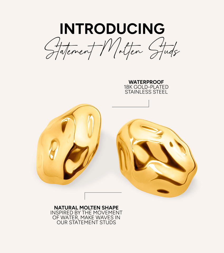 Statement Molten Button Studs (Gold)
