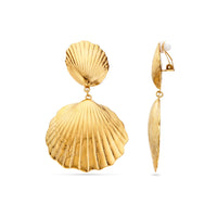 Ocean Shell Clip-On Earrings (Gold)