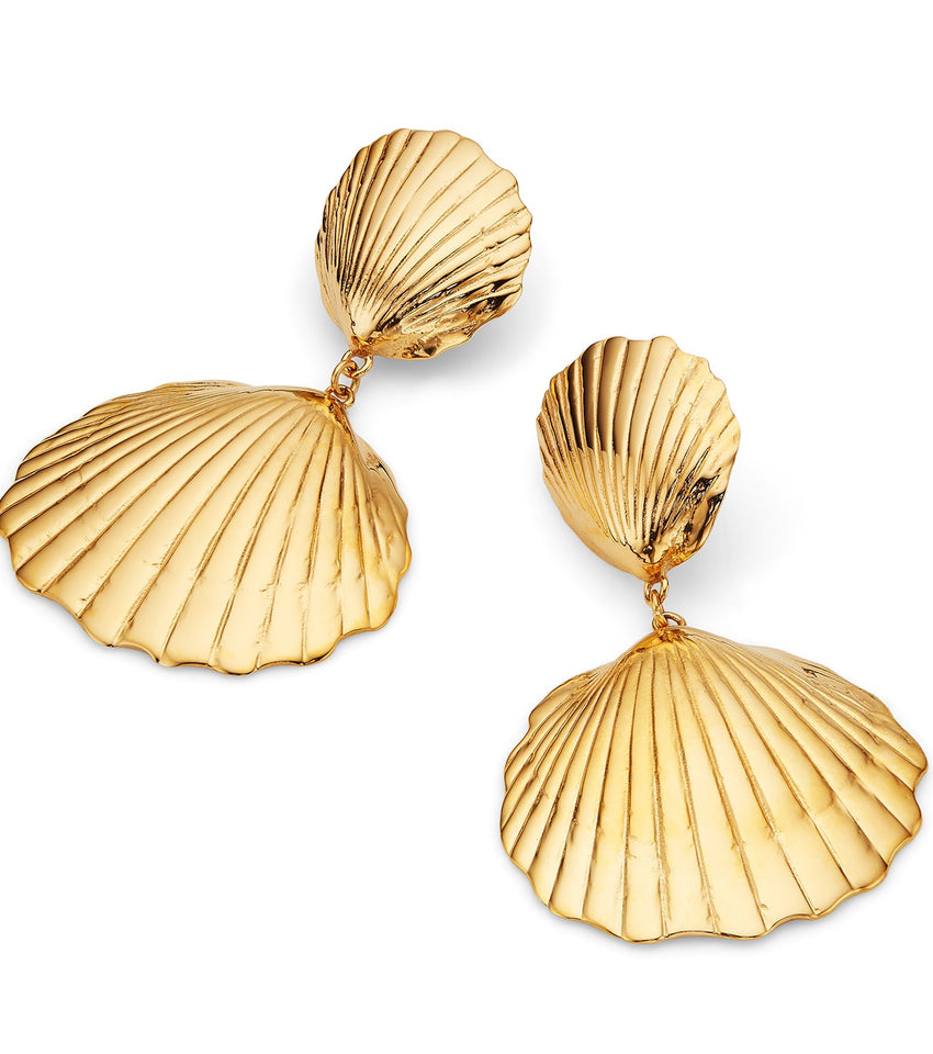 Ocean Shell Clip-On Earrings (Gold)