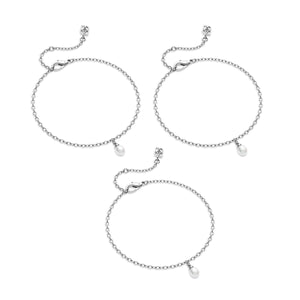 Fine Organic Pearl Bracelet Bridesmaid Gift Set (Silver)