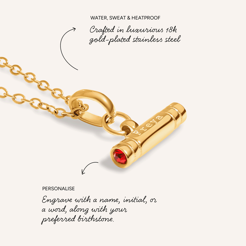 Mini Custom Stamped T-Bar Necklace (Gold)