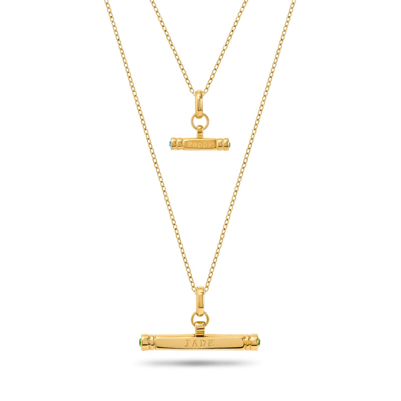 Mini & Me T-Bar Necklace Set (Gold)