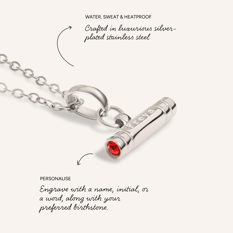 Mini Custom Stamped T-Bar Necklace (Silver)