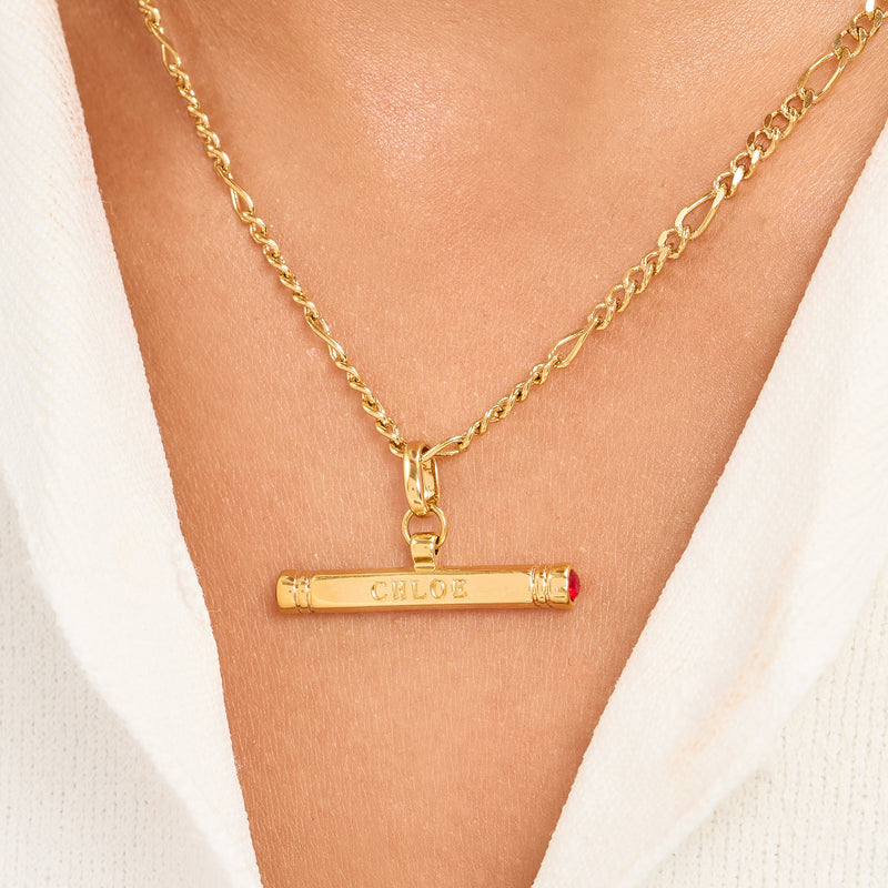 Custom Stamped T-Bar Necklace (Gold)