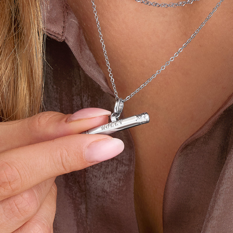 Custom Stamped T-Bar Necklace (Silver)