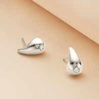 Crystal Teardrop Stud Earrings (Silver)