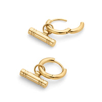 T-Bar Huggie Hoop Earrings (Gold)