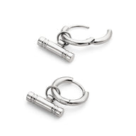 T-Bar Huggie Hoop Earrings (Silver)