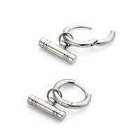 T-Bar Huggie Hoop Earrings (Silver)