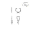 Moon and Back Star Huggie Earring Set (Silver)