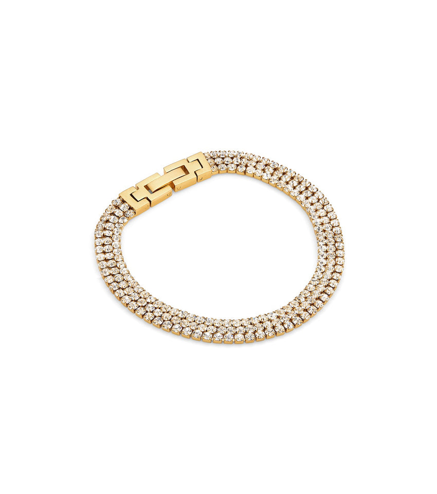 Trinity Crystal Tennis Chain Bracelet (Gold)