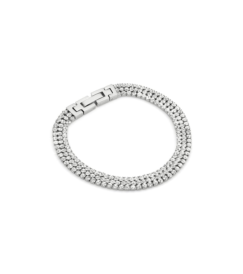 Trinity Crystal Tennis Chain Bracelet (Silver)