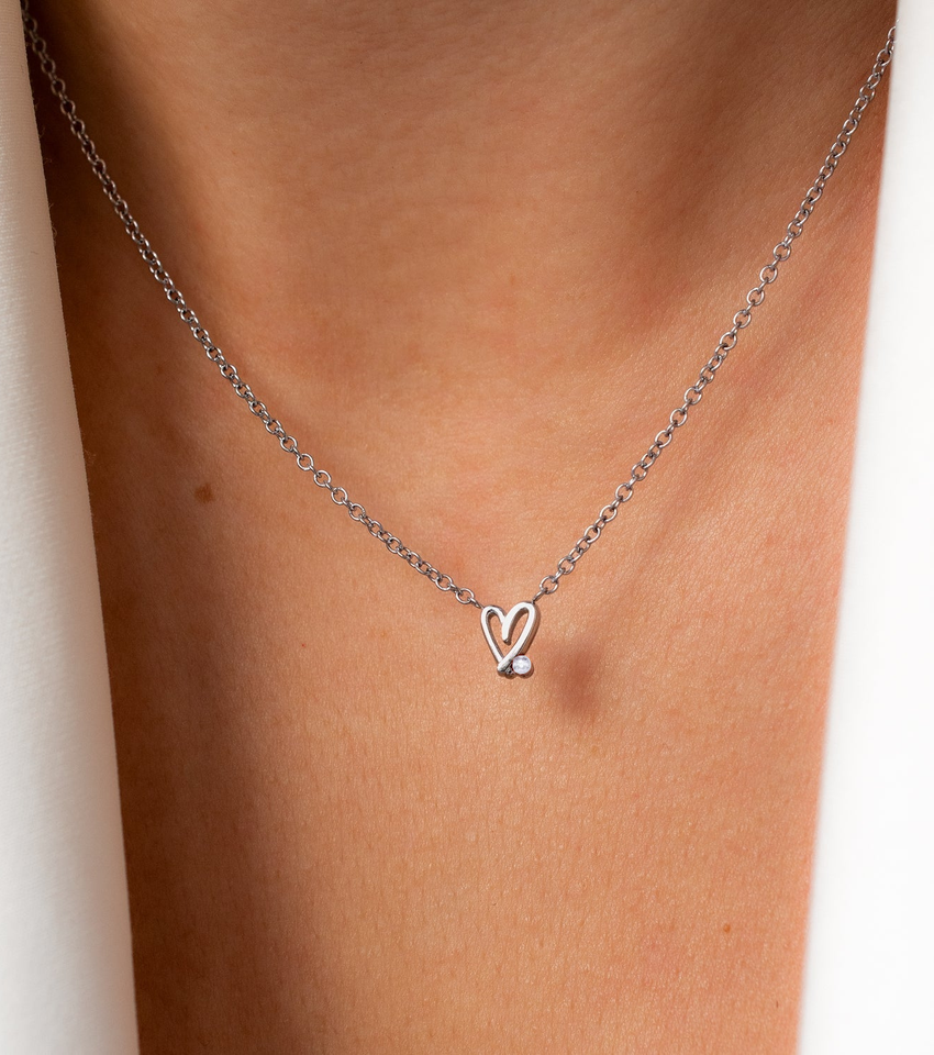 Stories Doodle Heart Necklace (Silver)